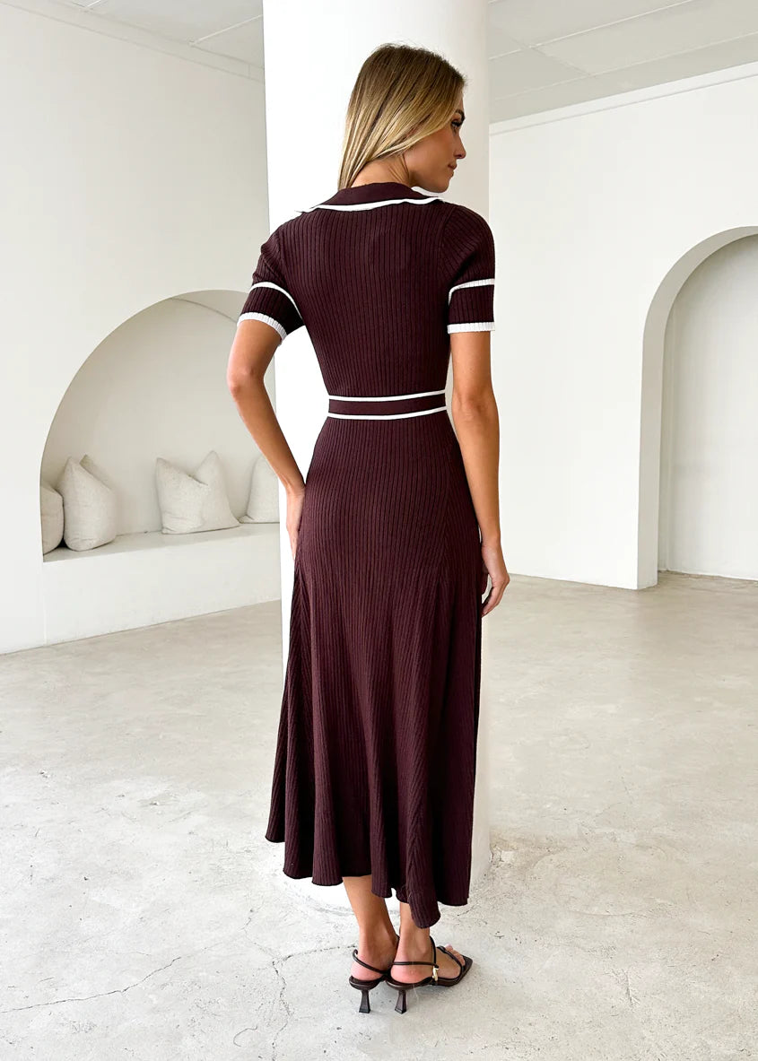 Jules Knit Midi Dress - Espresso