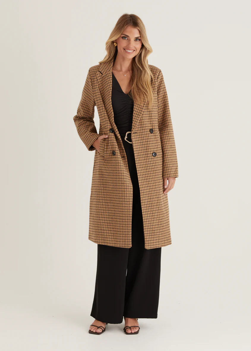 Tommie Coat - Tan Check