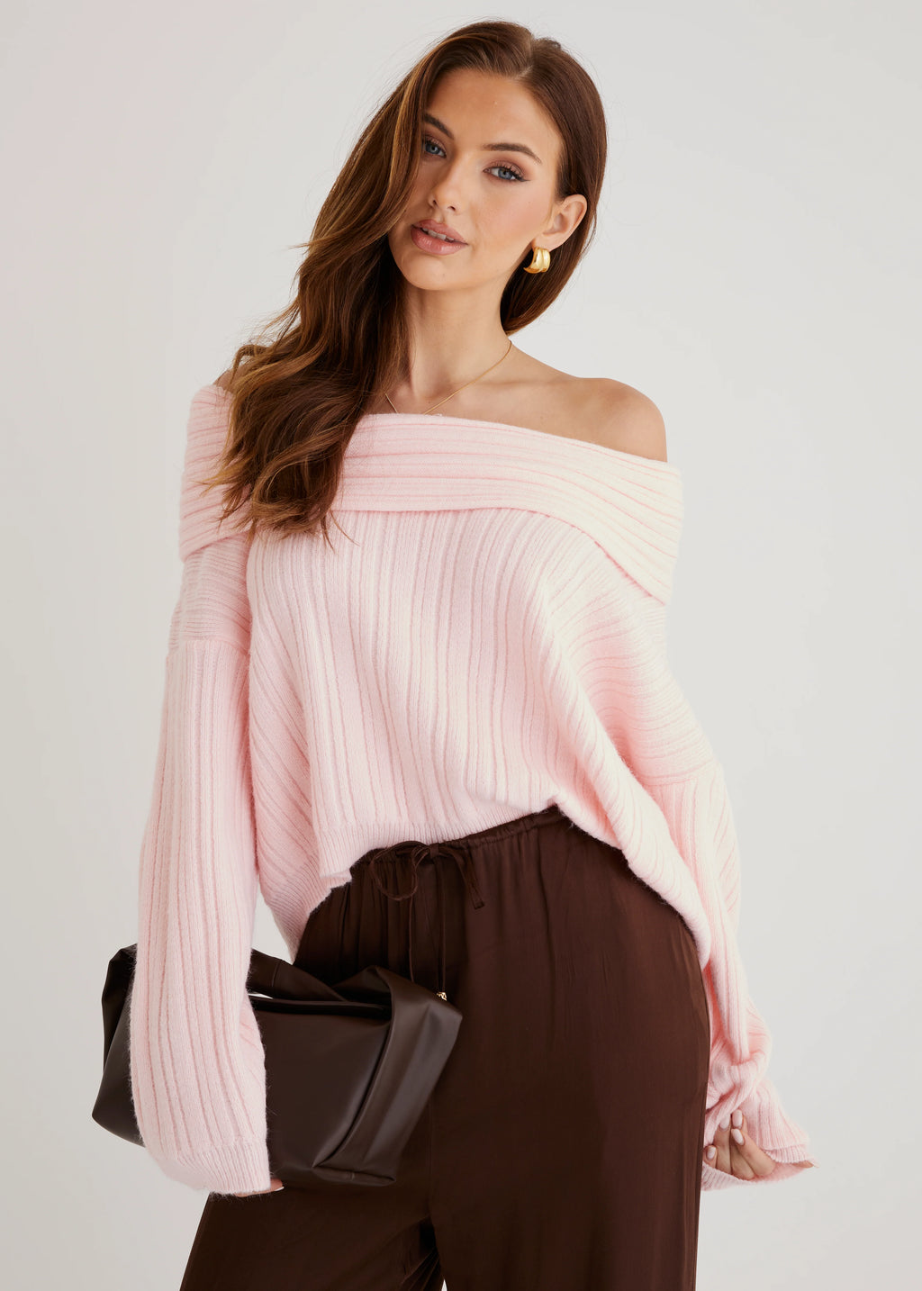 Shiloh Off Shoulder Sweater - Pink