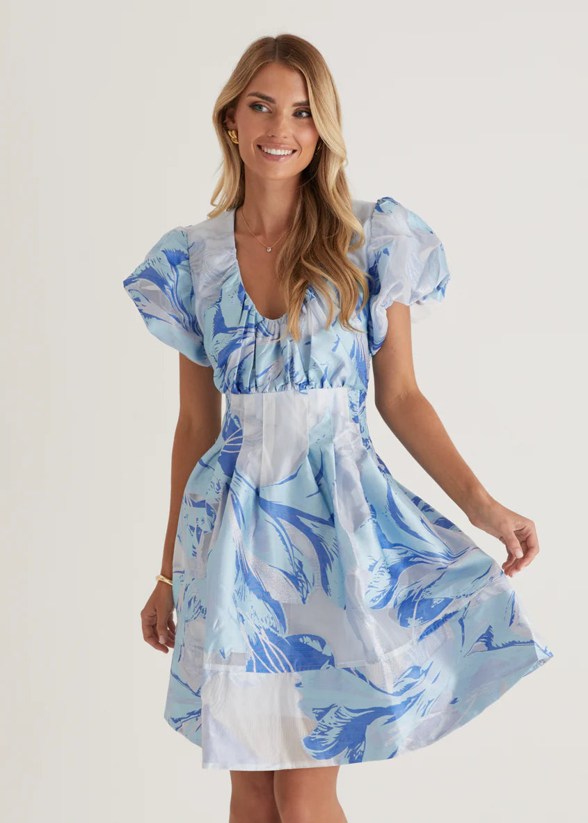 Dayna Dress - Sky Jacquard