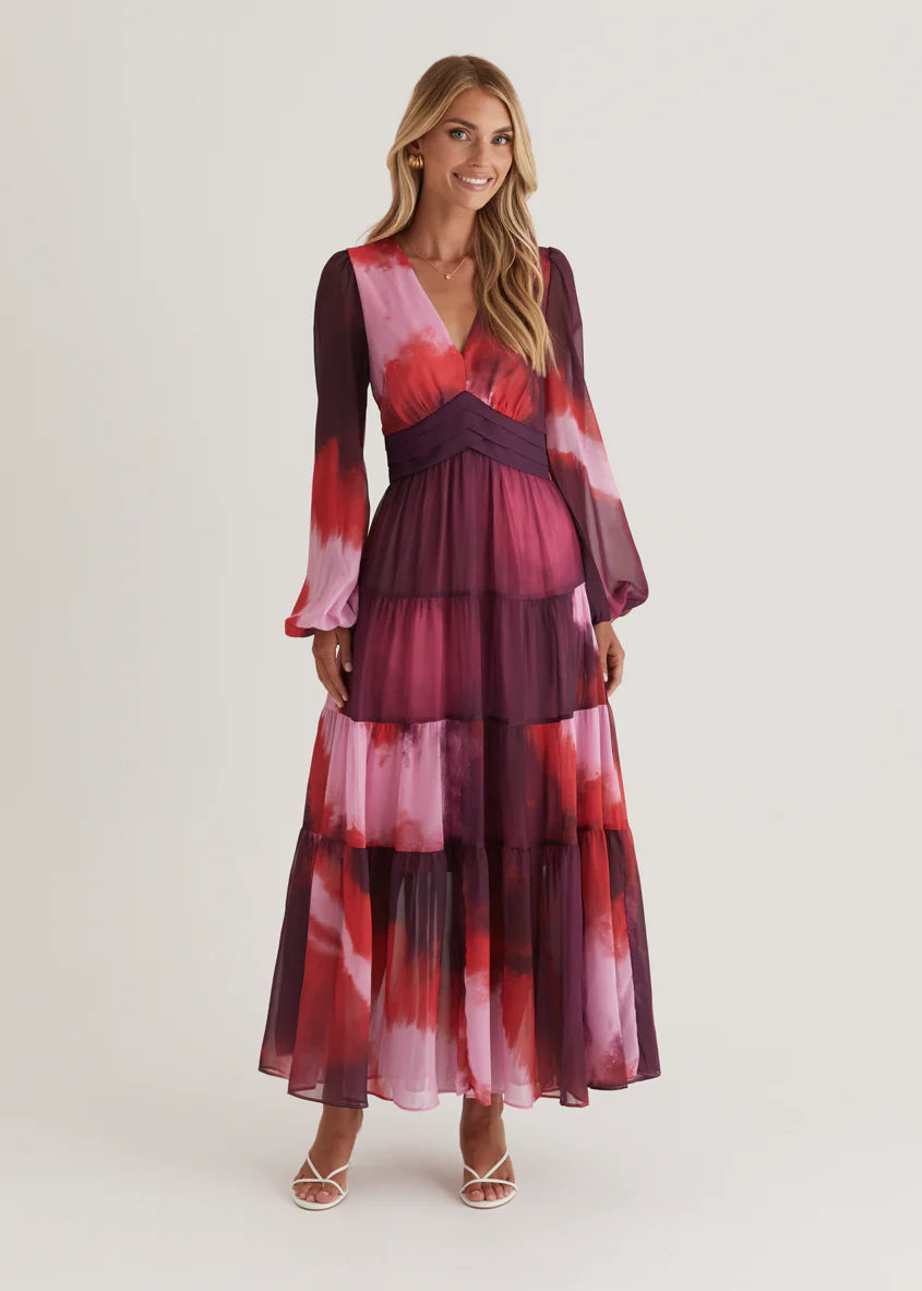 Mayella Maxi Dress - Plum Tie Dye