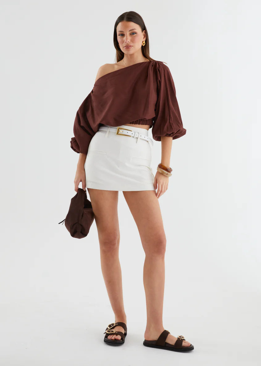 Marlowe Drop Shoulder Top - Chocolate