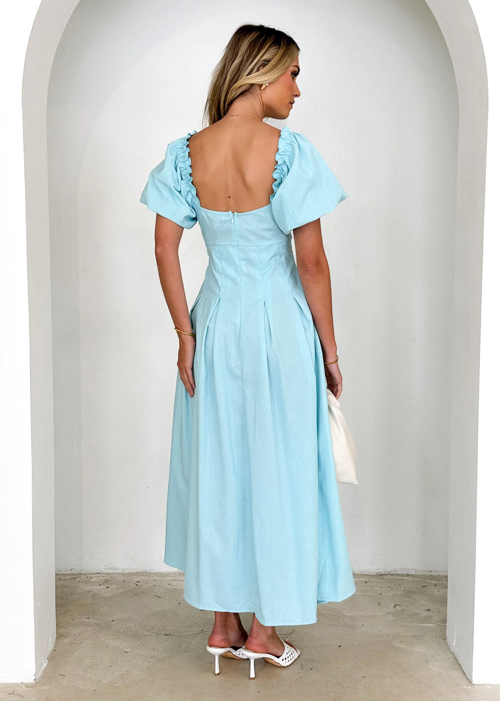 Larttie Off Shoulder Midi Dress - Powder Blue