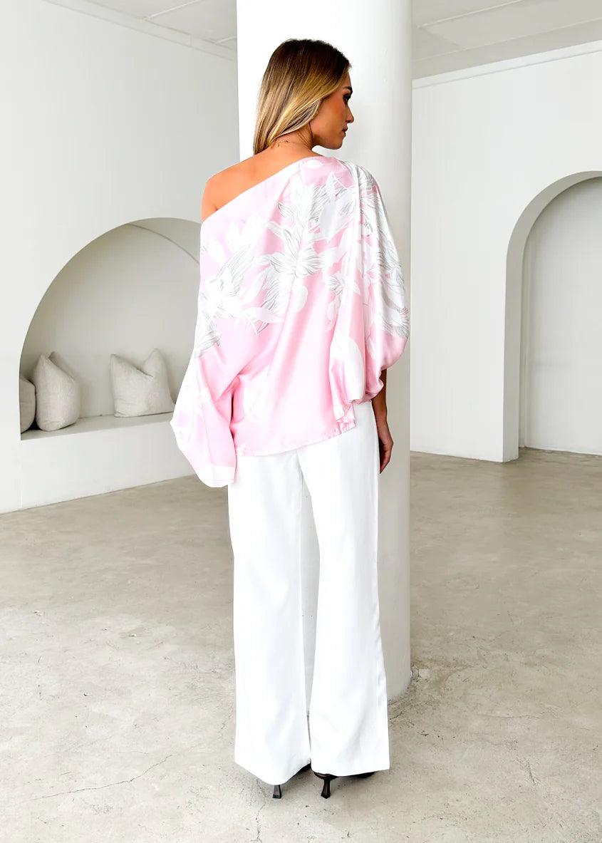 Maui Off Shoulder Top - Pink Floral