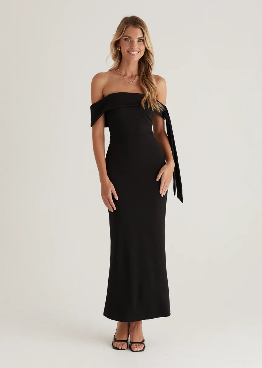 Renia Off Shoulder Maxi Dress - Black