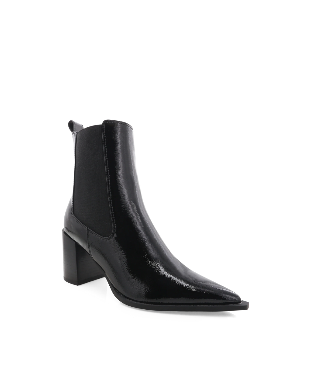 Stephanie Boots - Black Crinkle Patent