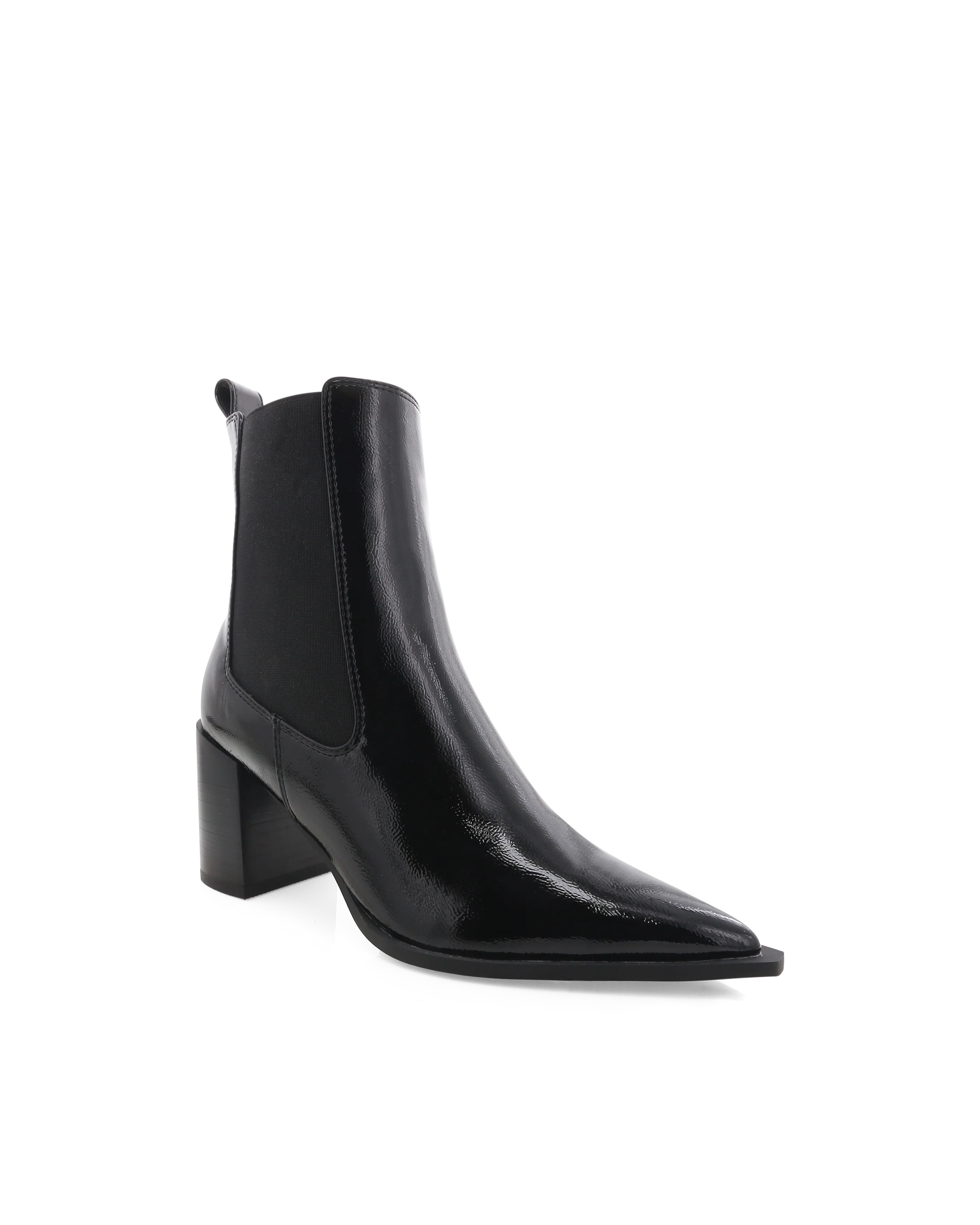 Stephanie Boots - Black Crinkle Patent