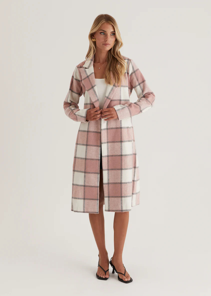 Krizzie Coat - Pink Check