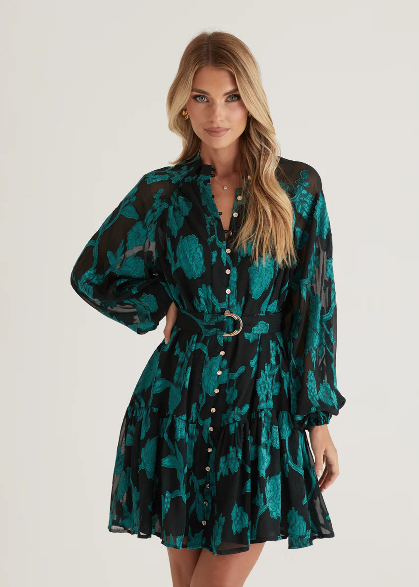 Azalea Dress - Emerald Floral