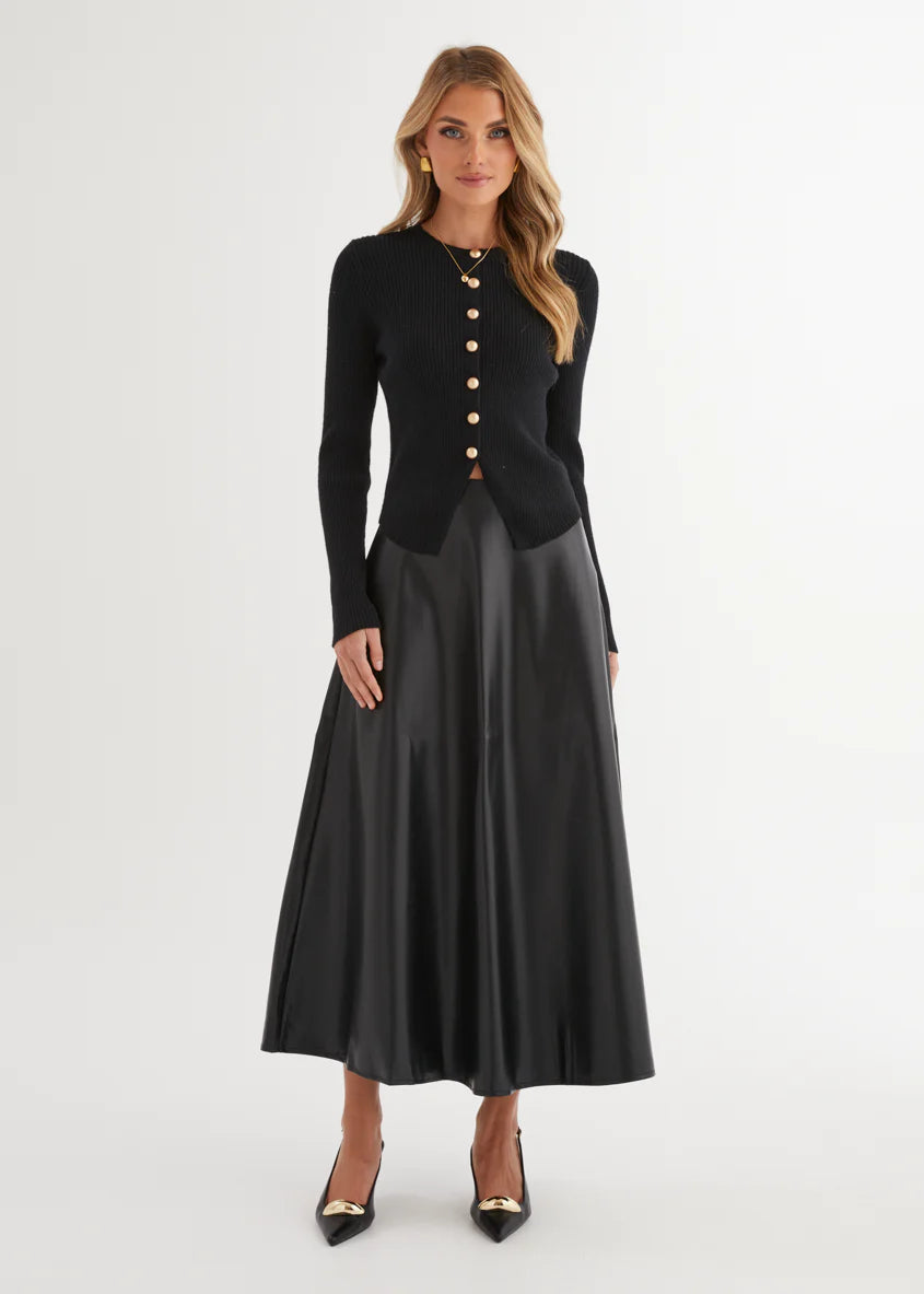 Coltrane PU Midi Skirt - Black