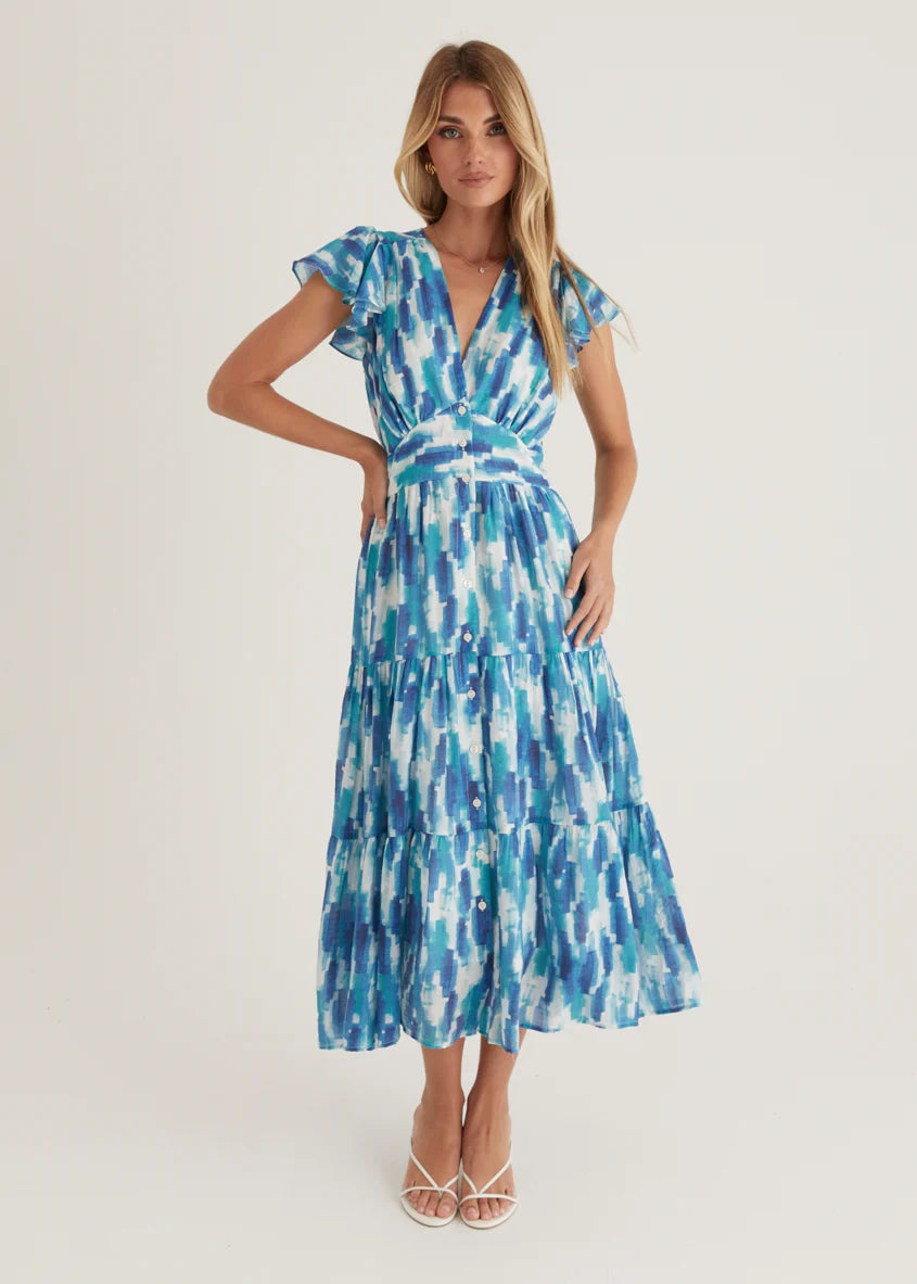 Gatsby Midi Dress - Blue Splash
