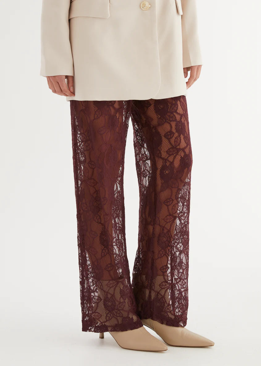 Wynter Lace Pants - Burgundy
