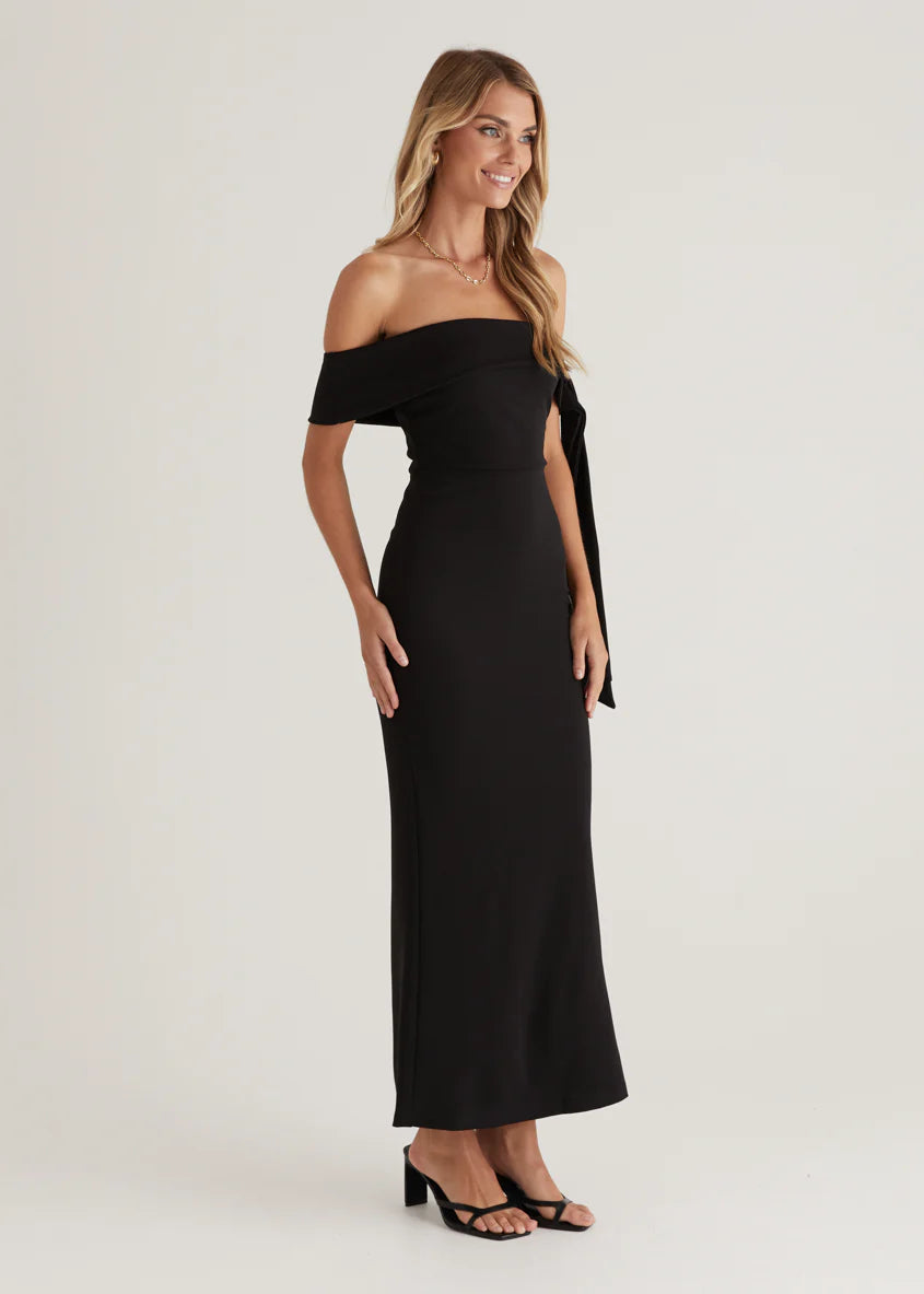 Renia Off Shoulder Maxi Dress - Black