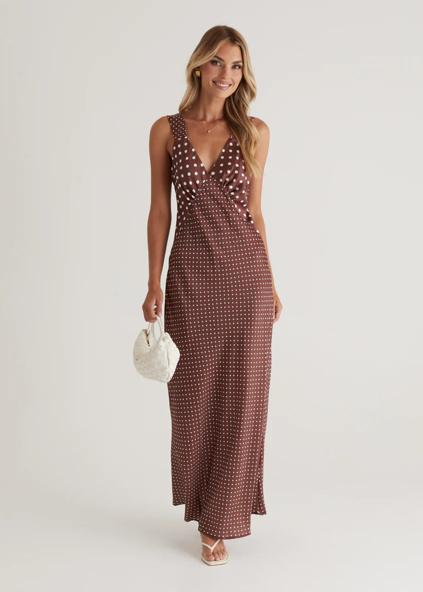Taleena Maxi Dress - Chocolate Spot