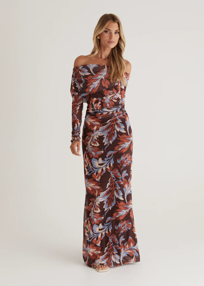 Nix Off Shoulder Maxi Dress - Autumn Leaf