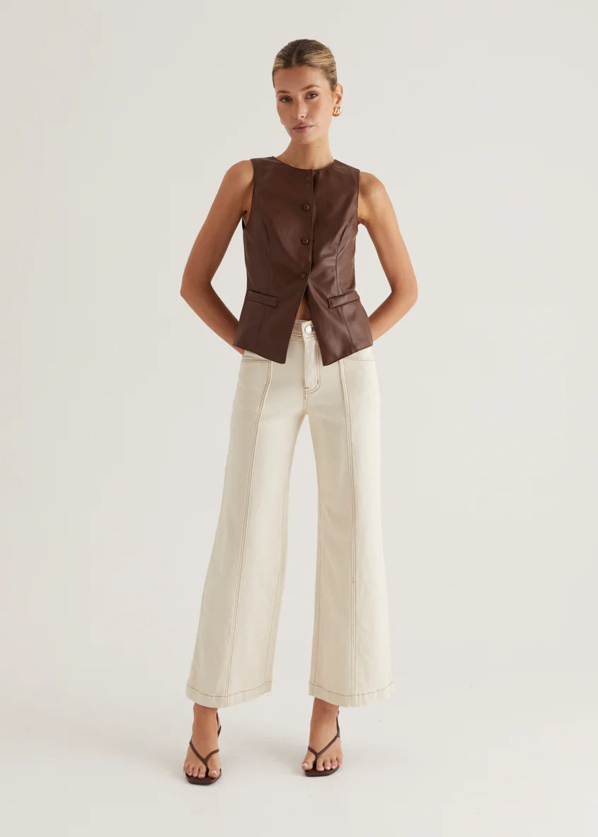 Kensington PU Vest - Brown