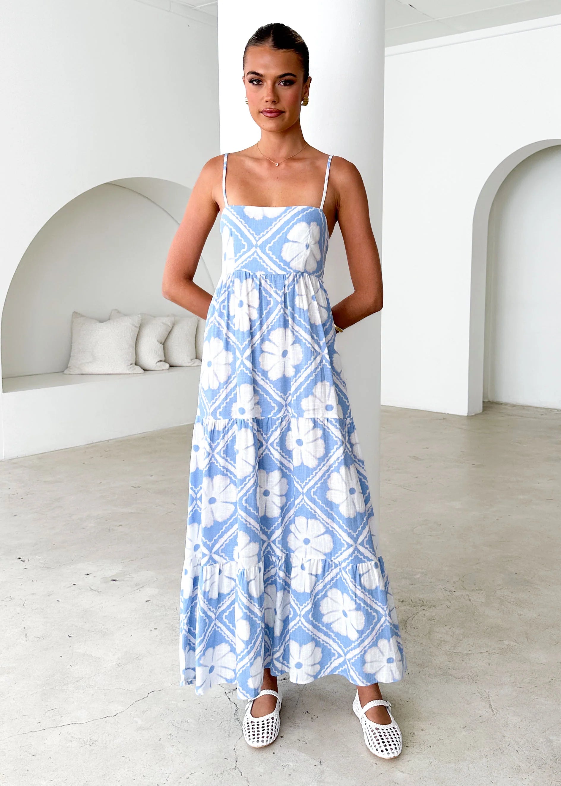 Noreen Maxi Dress - Blue Shibori