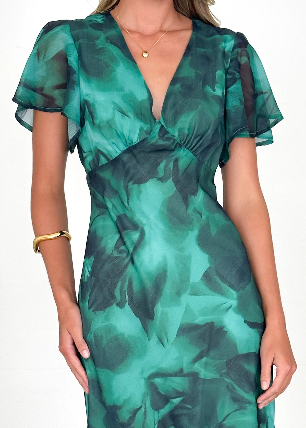 Cabana Maxi Dress - Emerald Watercolour