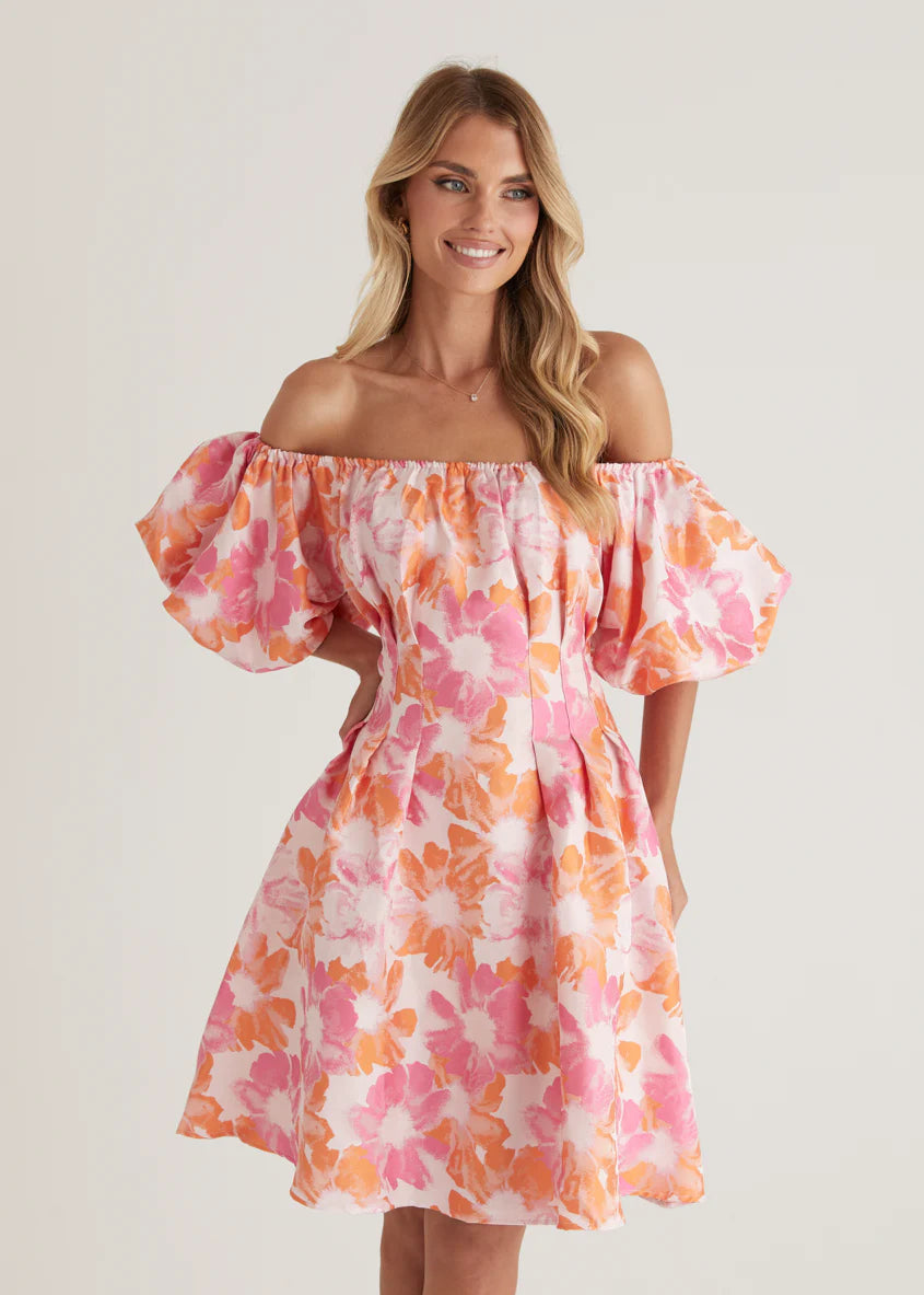 Xena Off Shoulder Dress - Sunset Floral