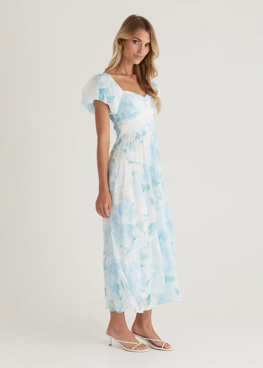 Genoa Midi Dress - Blue Floral