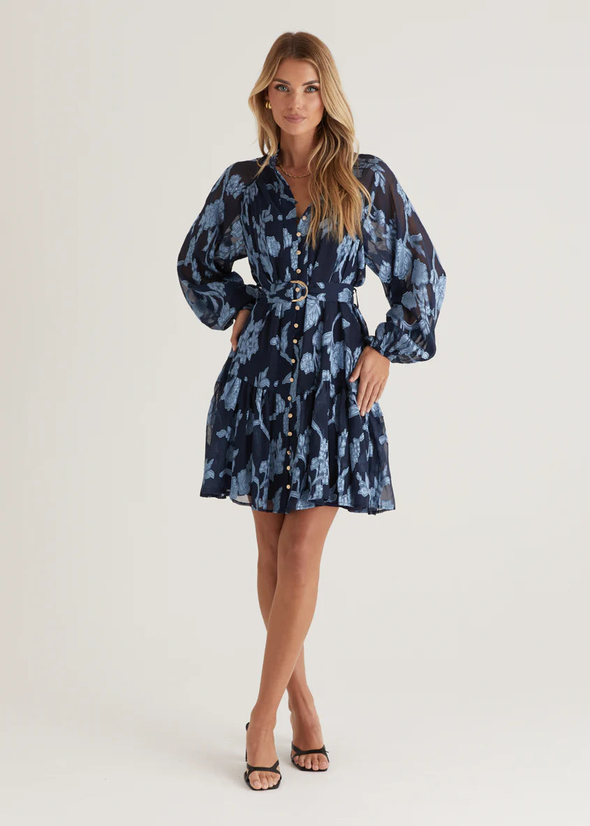 Azalea Dress - Blue Floral