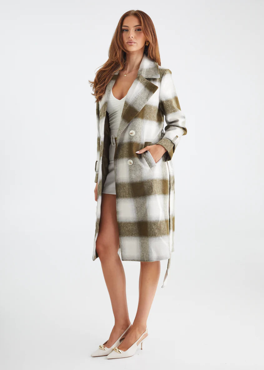 Laterro Coat - Olive Check