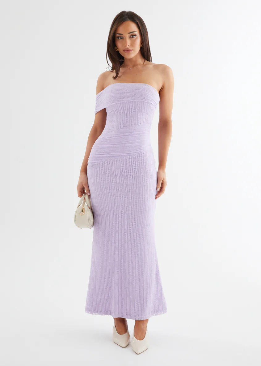 Allina Mesh Maxi Dress - Lilac Lace