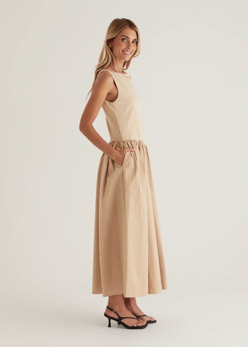 Annaleise Midi Dress - Beige