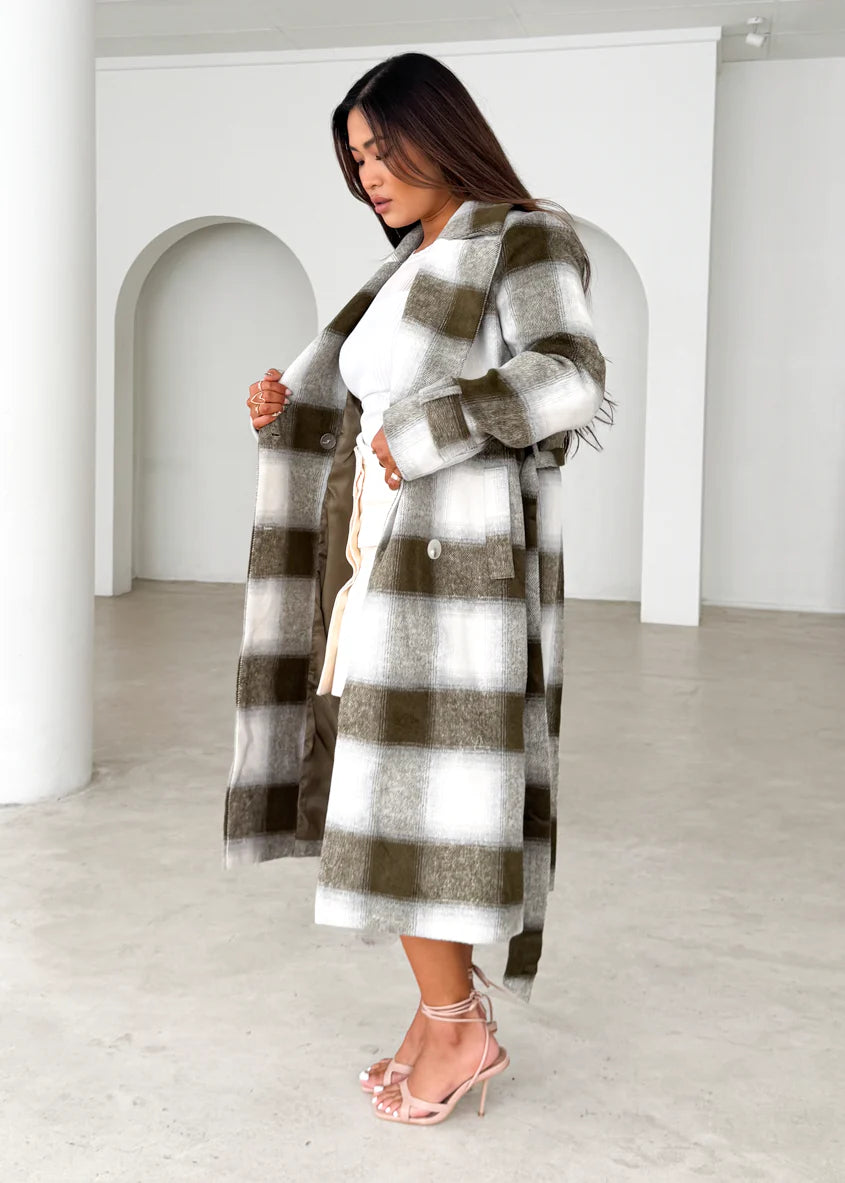 Laterro Coat - Olive Check