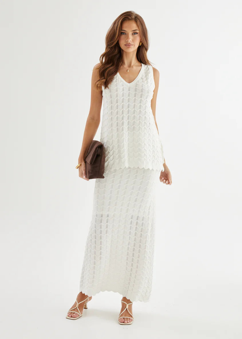 Nerida Knit Maxi Skirt - Off White