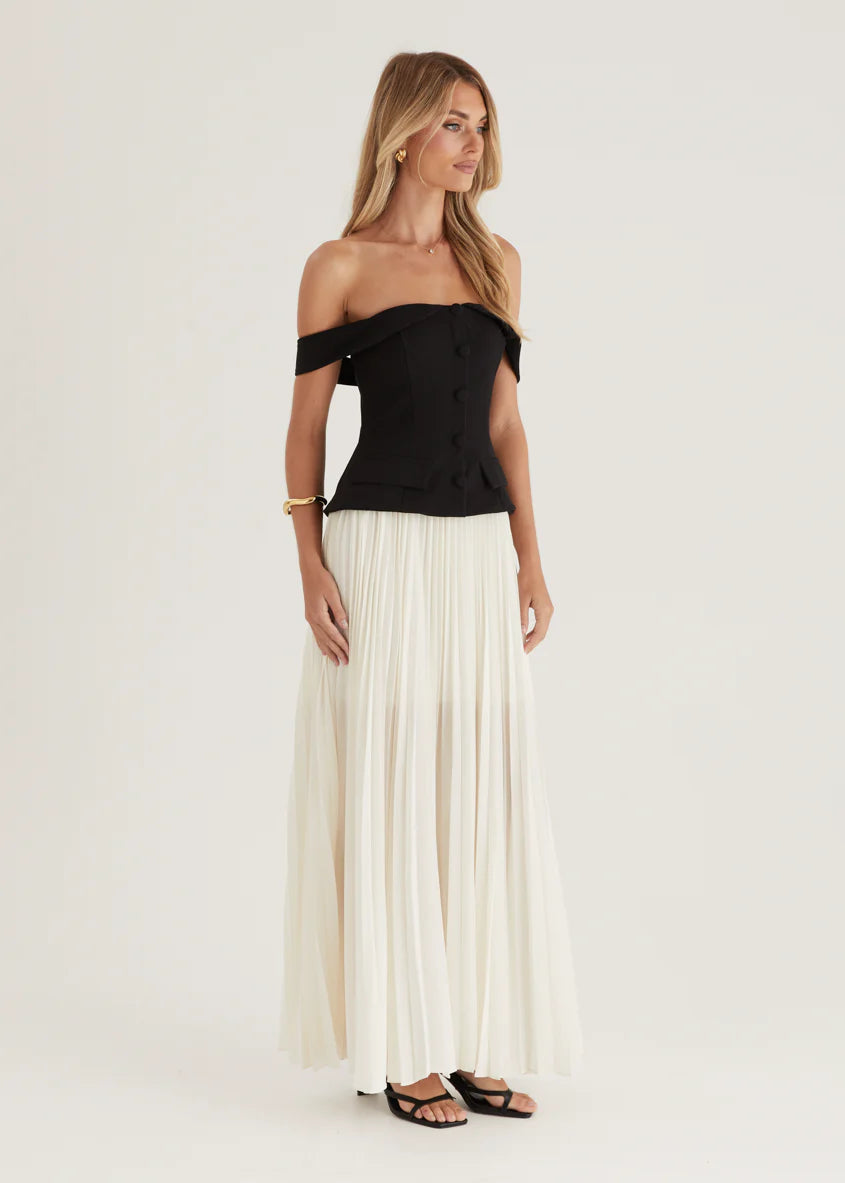 Sorelli Off Shoulder Midi Dress - Black Splice