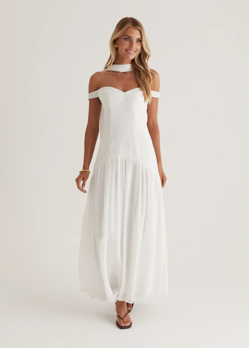 Kirah Off Shoulder Maxi Dress - Off White
