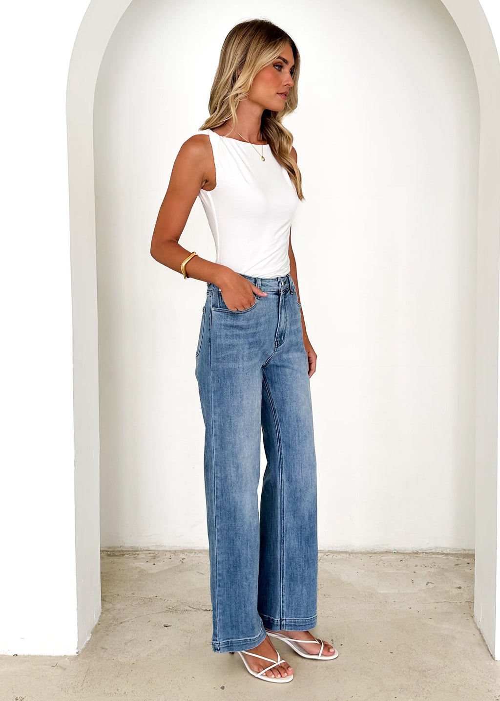 Zariah Stretch Jeans - Mid Blue