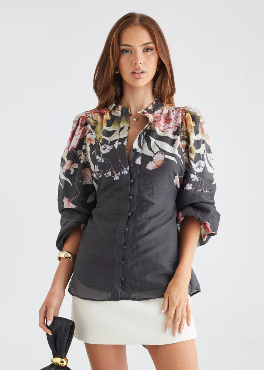 Zarline Blouse - Black Garden