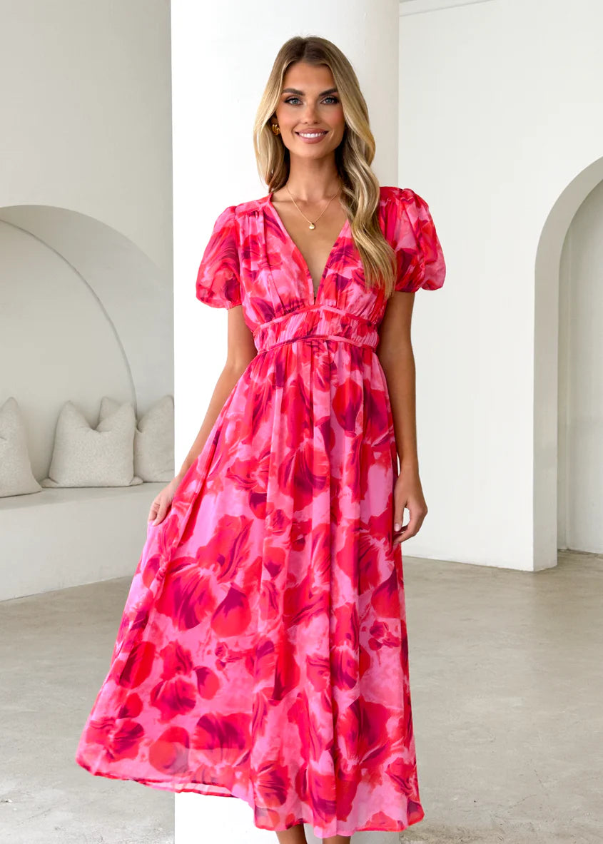 Wynne Maxi Dress - Magenta Floral