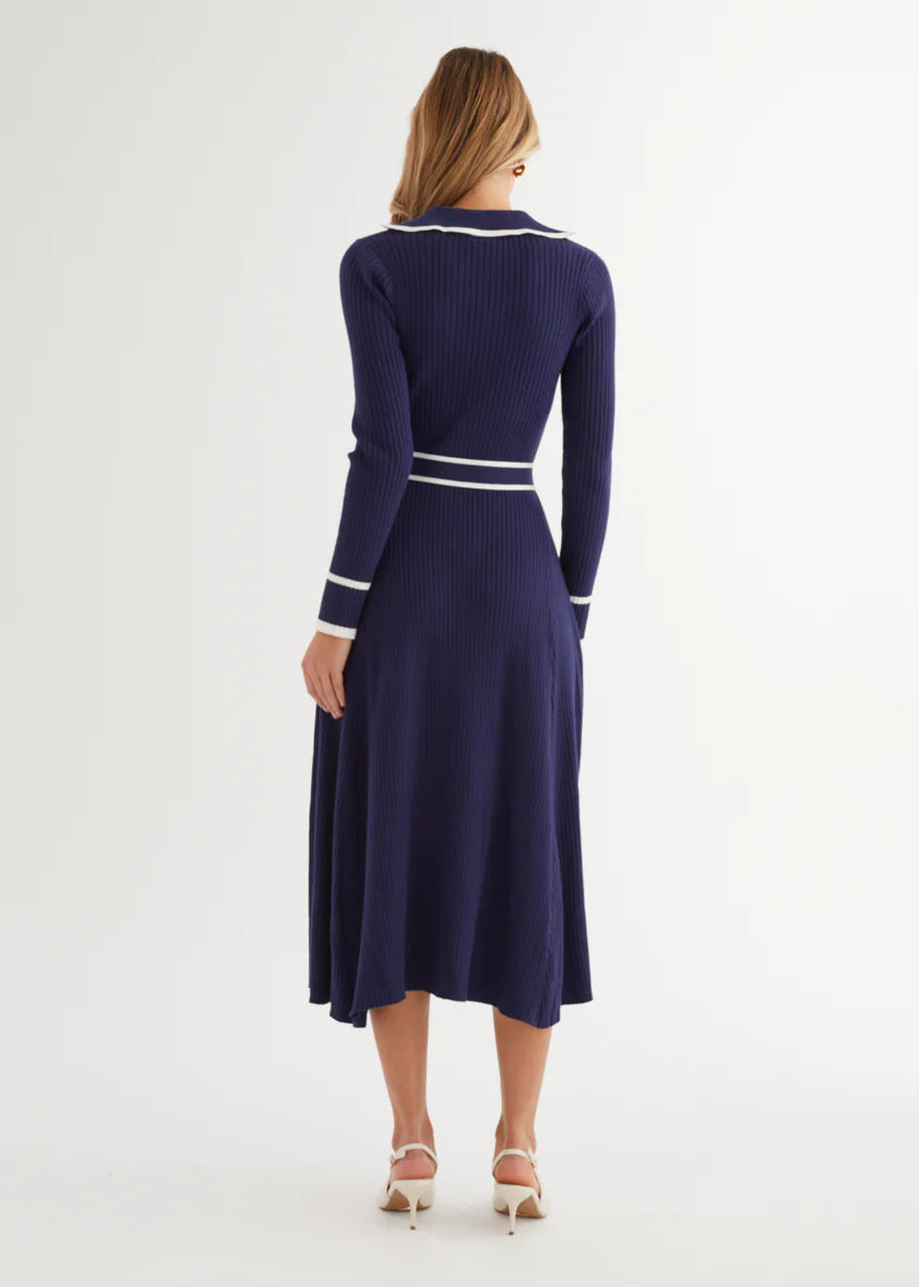 Adah Knit Midi Dress - Navy