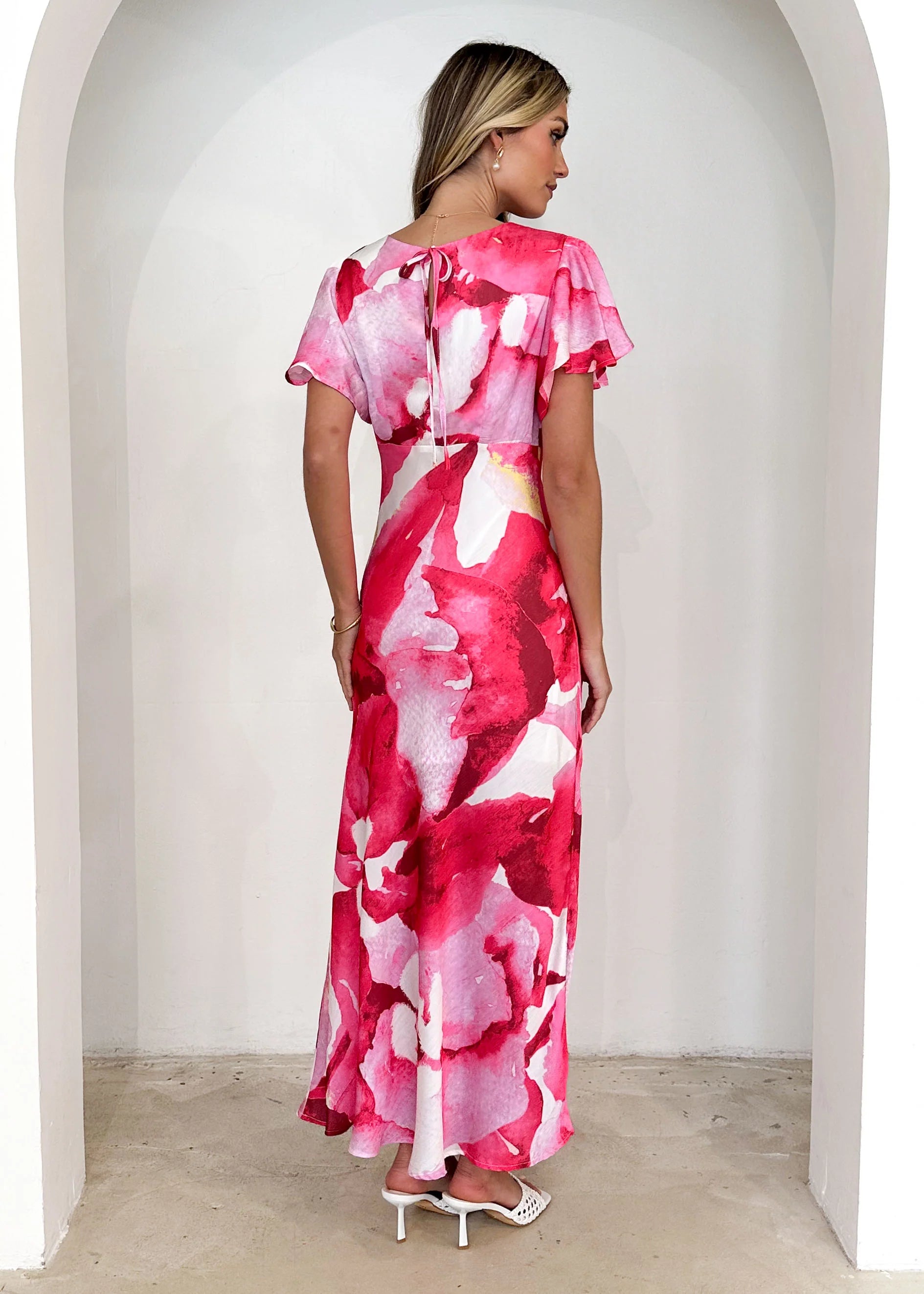 Mintoe Maxi Dress - Magenta Watercolour