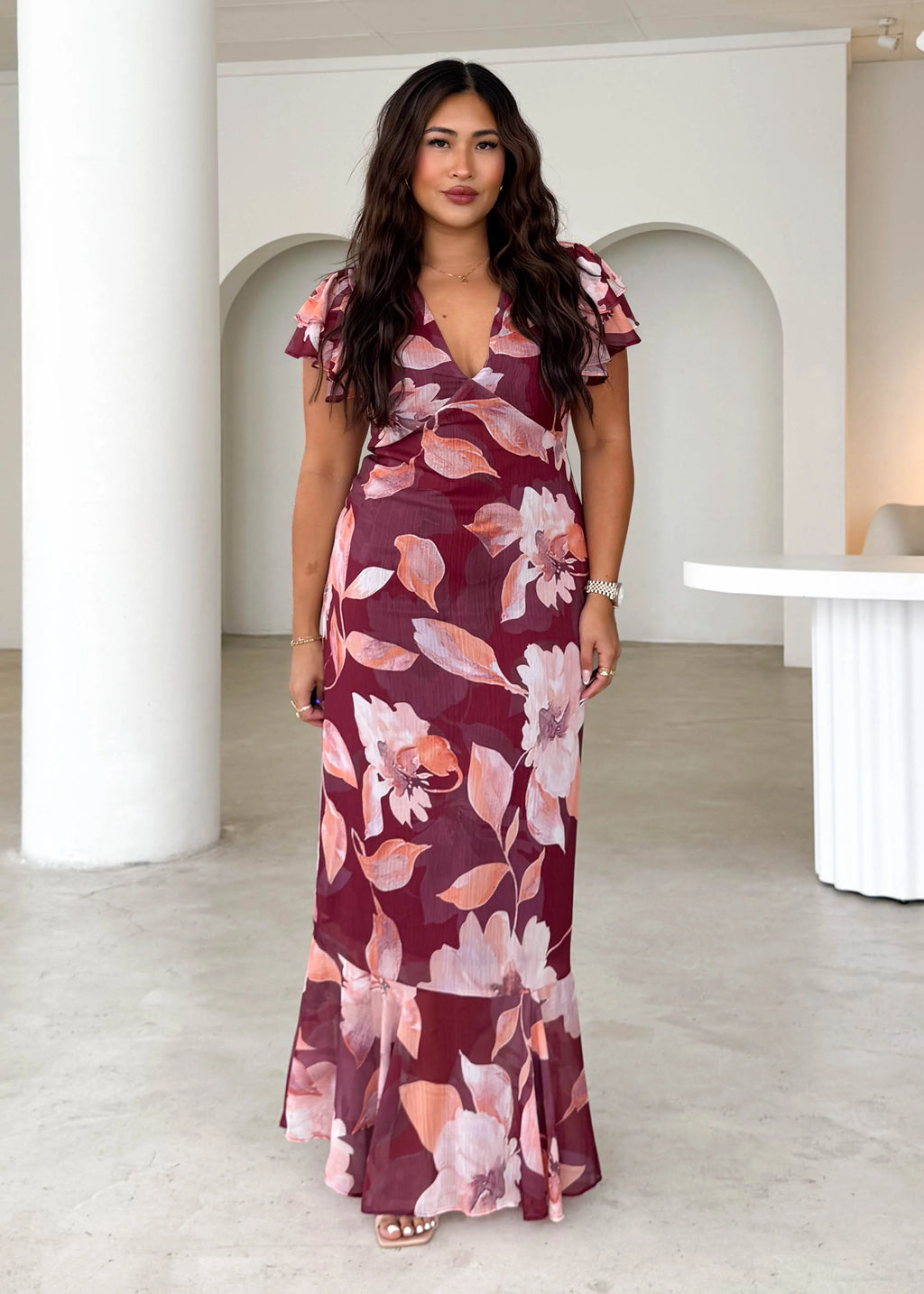 Rhapsody Maxi Dress - Burgundy Floral