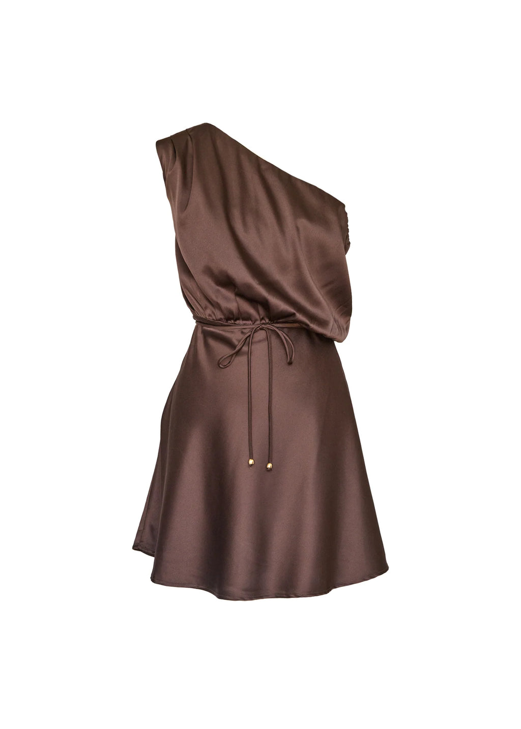 Zeke One Shoulder Dress - Chocolate