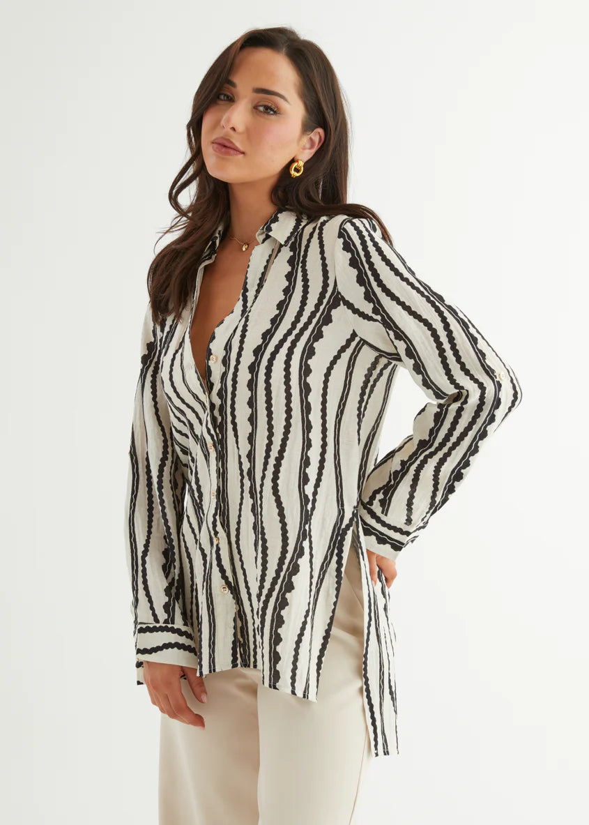 Lyrra Shirt - Monochrome Stripe