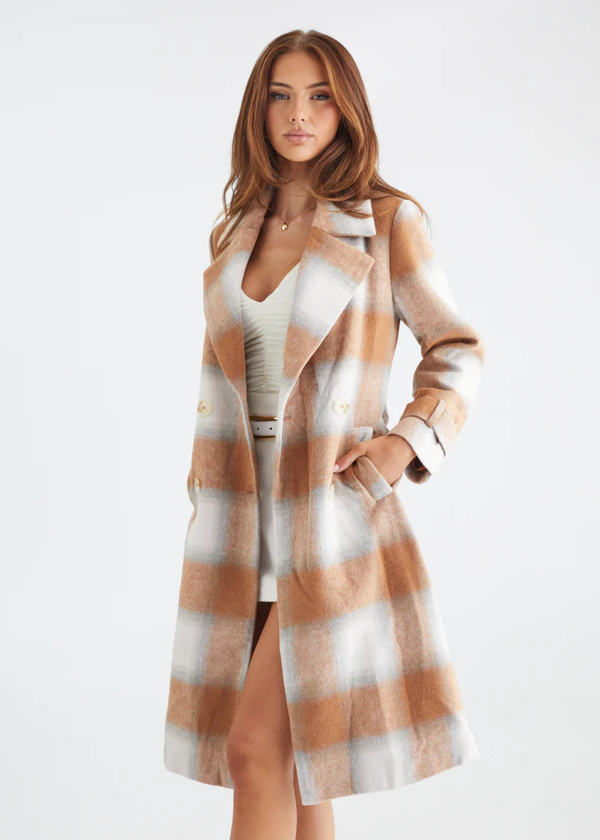 Laterro Coat - Tan Check
