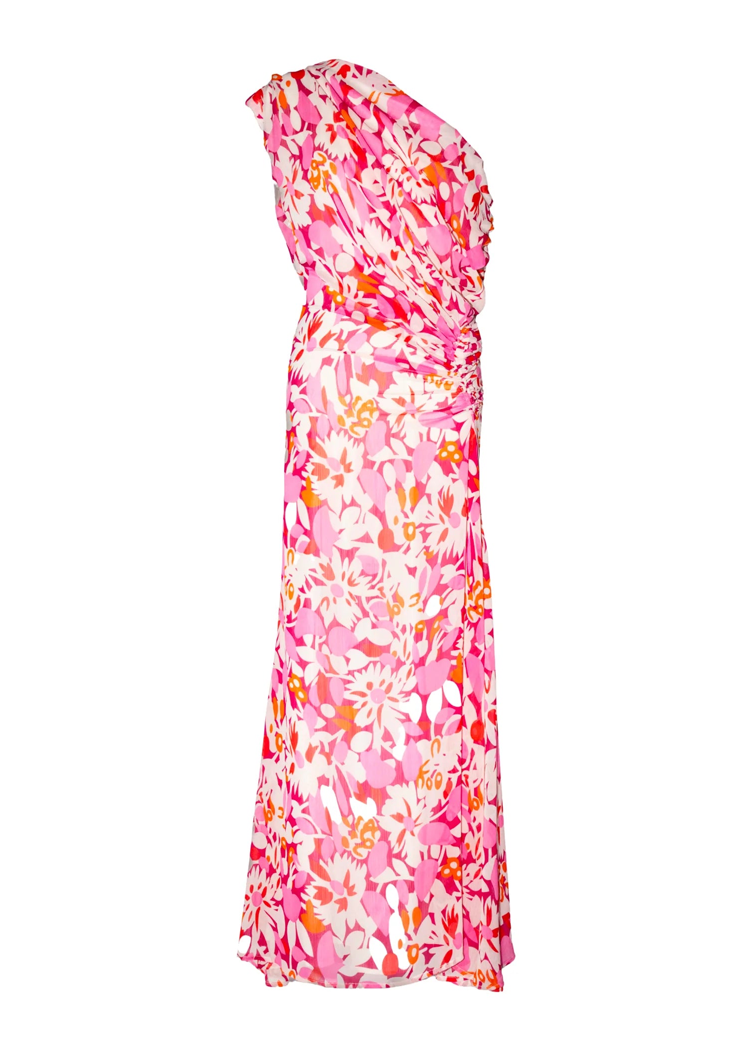 Helix Off Shoulder Midi Dress - Rio Pink