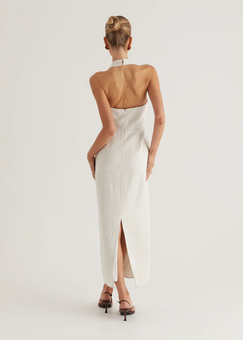 Marina Halter Midi Dress - Off White