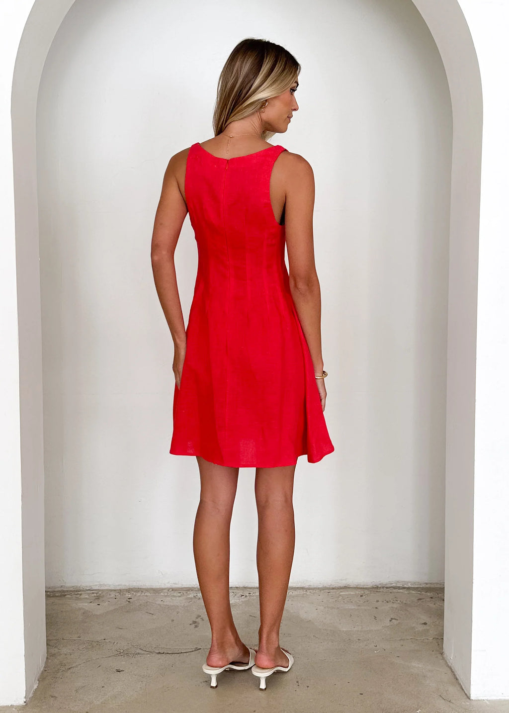 Karlie Linen Dress - Raspberry