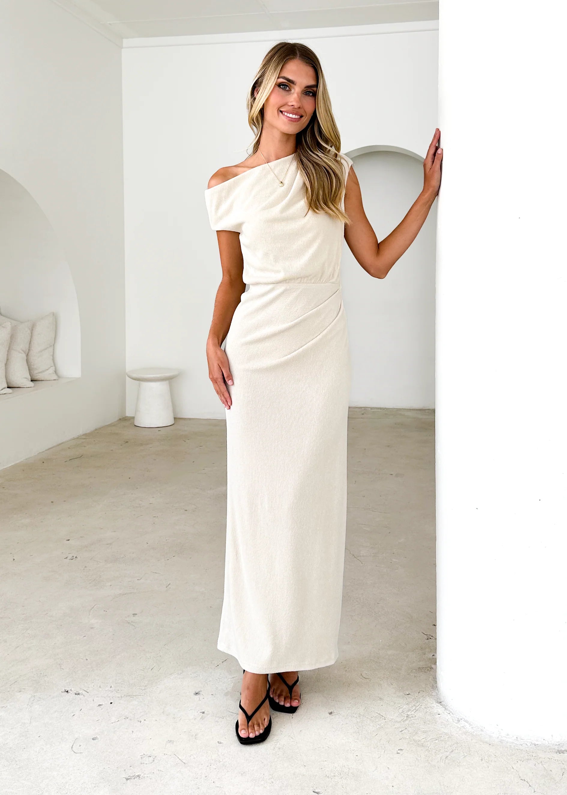 Tarni One Shoulder Maxi Dress - Oat