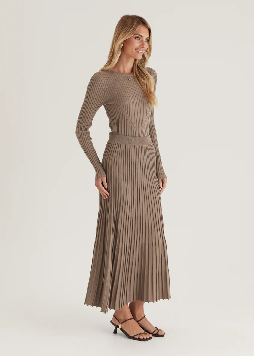 Skylee Knit Maxi Skirt - Mocha