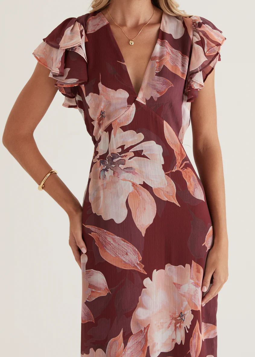 Rhapsody Maxi Dress - Burgundy Floral