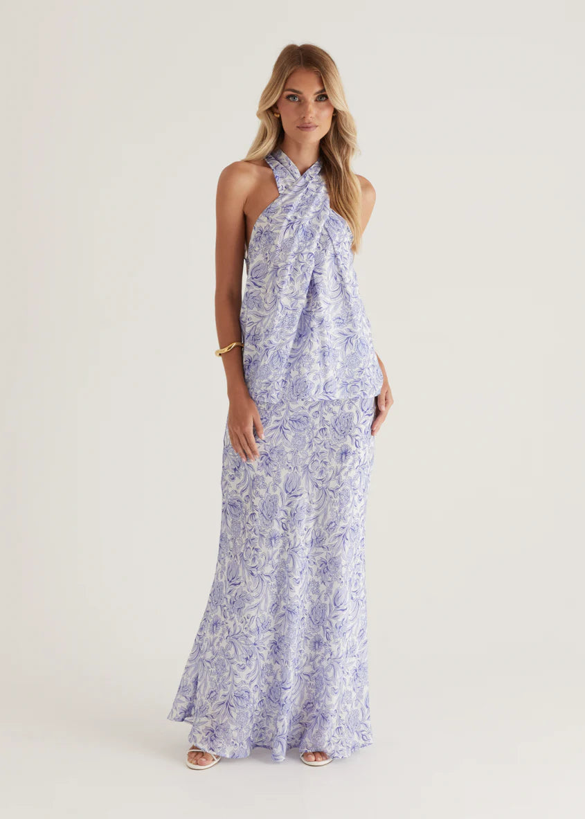 Tammy Maxi Skirt - Blue Floral