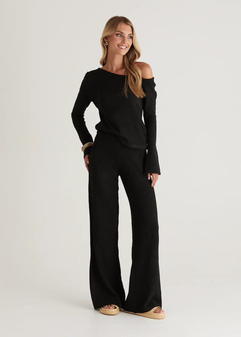 Ivy One Shoulder Top - Black