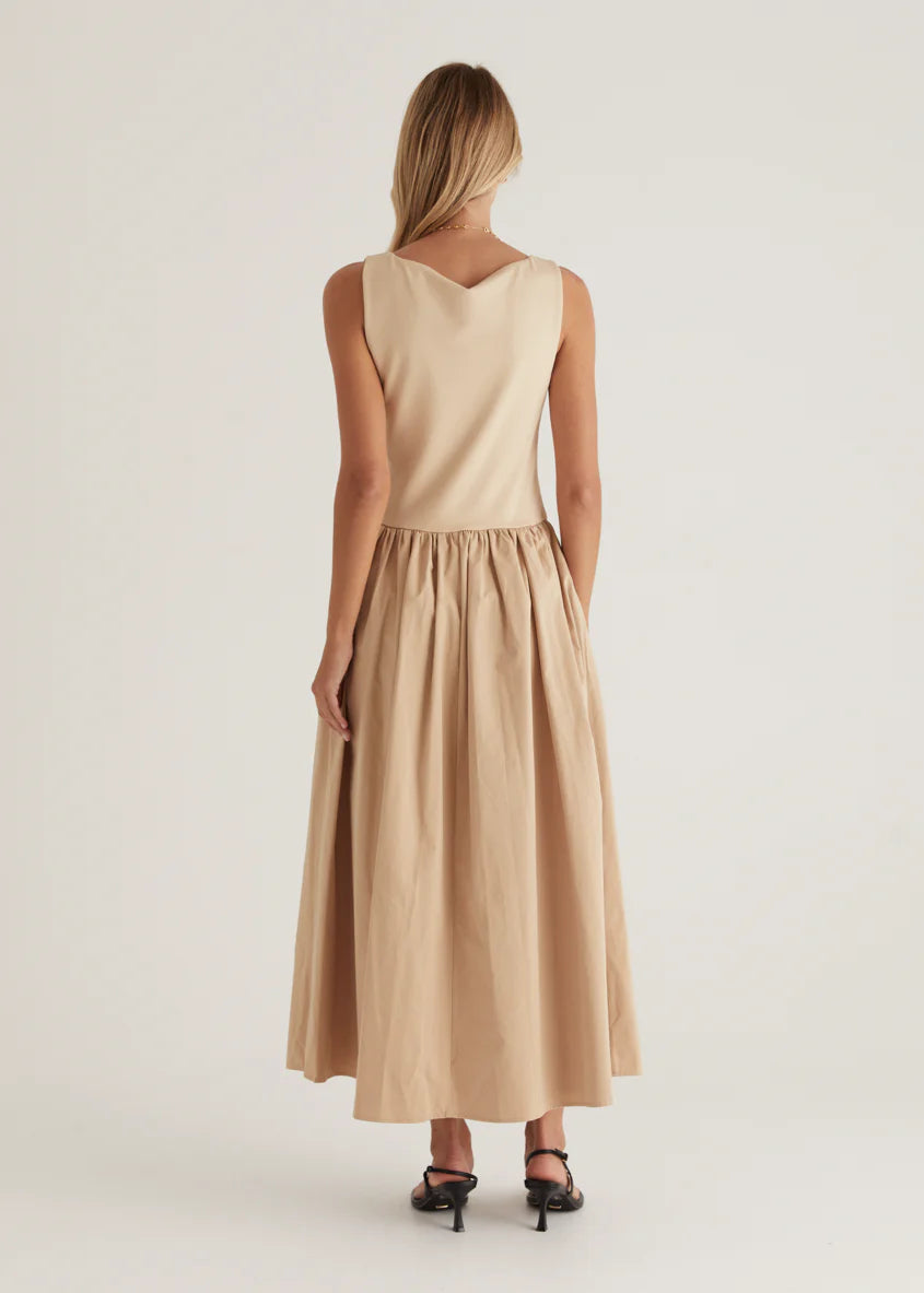 Annaleise Midi Dress - Beige